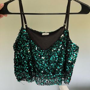 Green / Black sequins top